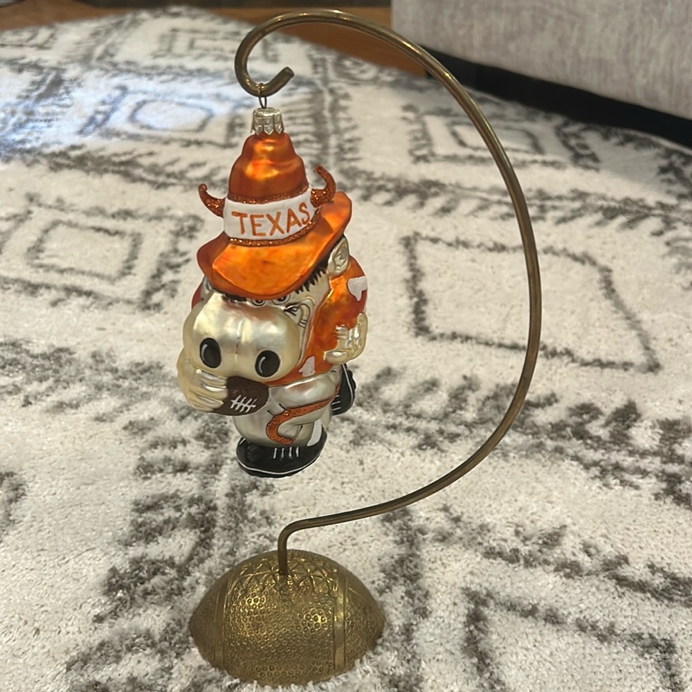 University of Texas Christmas ornament and football hangar